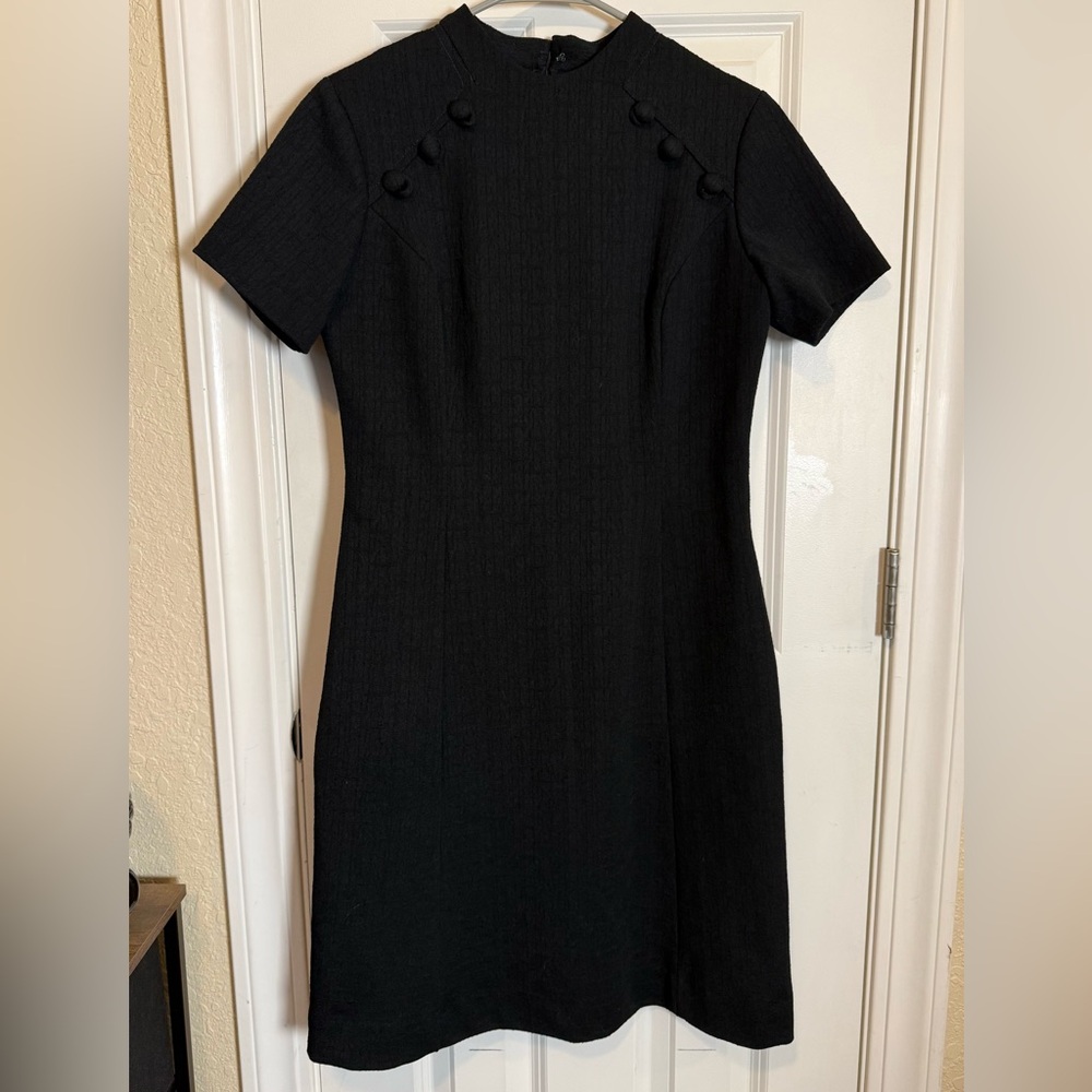 VINTAGE 60s Black Mock Neck Dress